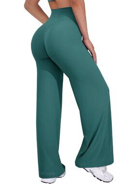 Women's Mediterranea High Waist Stretch Casual Straight Bottoms Wide Leggings